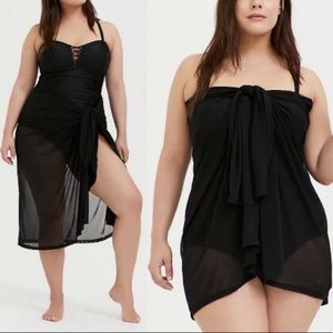 Torrid Black Mesh Sarong/Swim Cover Up